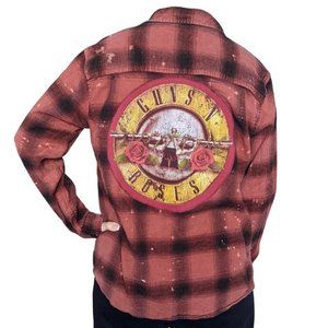 Guns N Roses Band Artist Music Custom Upcycled Flannel Button Down Shirt Sz M
